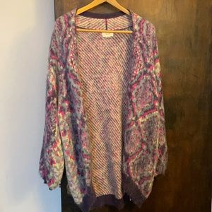 Anthropologie Maeve colorful fuzzy sweater cardigan